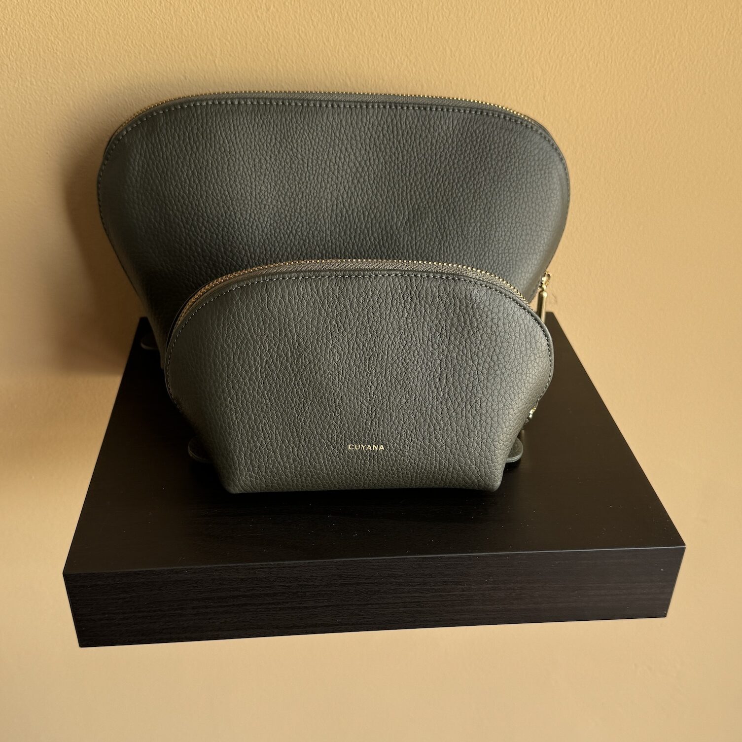 cuyana travel case set dark olive